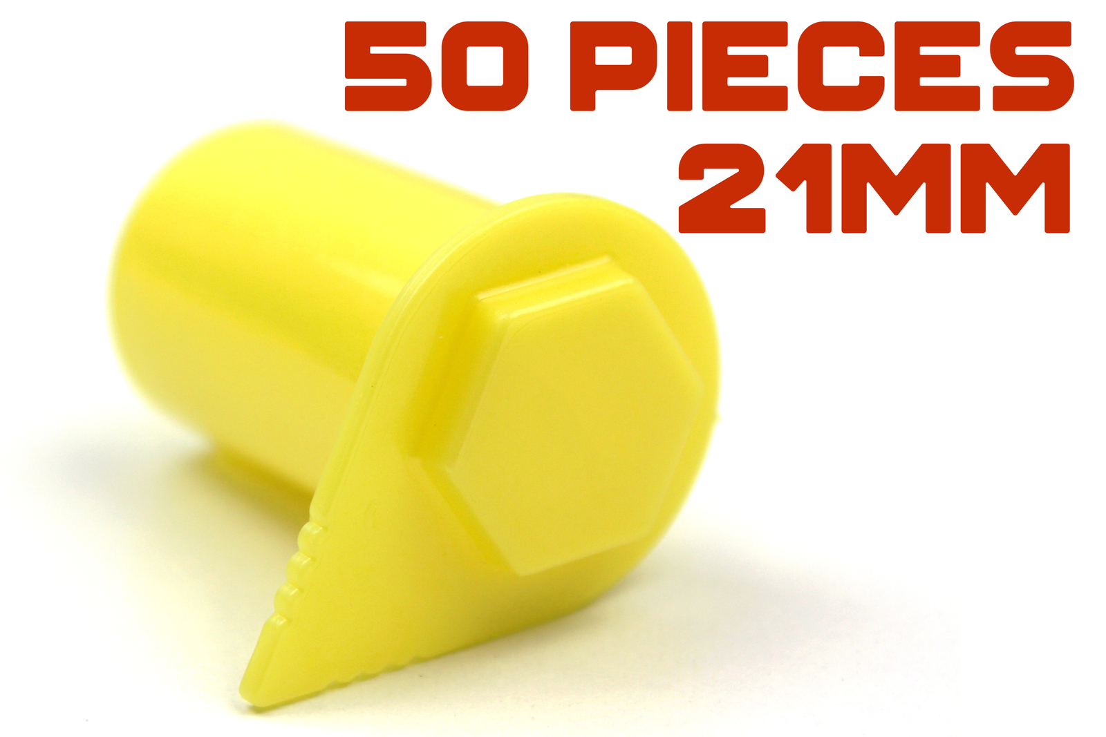 21mm YELLOW Extended Wheel Nut Tension Safety Indicators (50 Pieces)