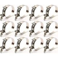 12PCS 2.5" 66mm-76mm Stainless Steel T-Bolt Silicone Hose Clamps