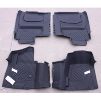 NEW GM FRONT REAR Silverado Interlocking Premium All-Weather Floor Liner with Chrome Bowtie Logo (for Models w/o Center Console)