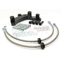 Ford BA BF Falcon FRONT Brembo 6-Piston Big Brake Upgrade Brackets/Adaptors & Braided Brake Hoses - suit Mustang 6 Piston Calipers