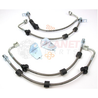 Front AND Rear Braided Brake Hoses for Ford Falcon FG FGX SEDAN (inc. XR6, XR8, XR6 Turbo) SET (4 Hoses)
