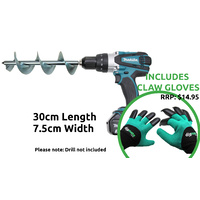 Digmate Power Garden Auger Medium Earth Planter Post Hole Digger Drill DM002 + PAIR OF CLAW GLOVES