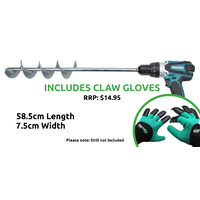 Digmate Power Garden Auger Large Earth Planter Post Hole Digger Drill DM003 + PAIR OF CLAW GLOVES