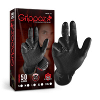 Grippaz BLACK Premium Nitrile Gloves L 50PCS Workshop Mechanic Non Slip Heavy Duty