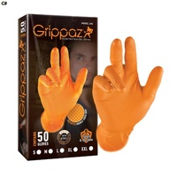 Grippaz ORANGE Premium Nitrile Gloves 2XL 50PCS Workshop Mechanic Non Slip Heavy Duty