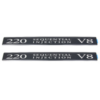 TWO GENUINE HSV 220 Sequential Injection V8 ENGINE COVER BADGE DECAL NEW HSV VT Series 1 GTS and Senator 220i Harrop