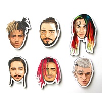 Rap/Hip-Hop Fridge Magnet Bundle - XXXTentacion, Post Malone, 6ix9ine, Lil Pump, Lil Peep, Posty