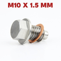 M10 × 1.5 Magnetic Stainless Steel Oil Drain Plug Sump Drain Nut Bolt with Copper Gasket Crush Washer