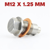 M12 × 1.25 Magnetic Stainless Steel Oil Drain Plug Sump Drain Nut Bolt with Copper Gasket Crush Washer