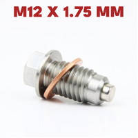 M12 × 1.75 Magnetic Stainless Steel Oil Drain Plug Sump Drain Nut Bolt with Copper Gasket Crush Washer