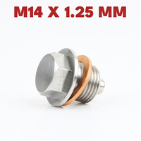 M14 × 1.25 Magnetic Stainless Steel Oil Drain Plug Sump Drain Nut Bolt with Copper Gasket Crush Washer