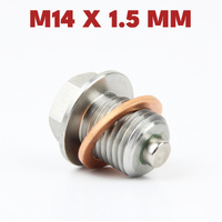 M14 × 1.5 Magnetic Stainless Steel Oil Drain Plug Sump Drain Nut Bolt with Copper Gasket Crush Washer