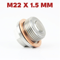 M22 × 1.5 Magnetic Stainless Steel Oil Drain Plug Sump Drain Nut Bolt with Copper Gasket Crush Washer