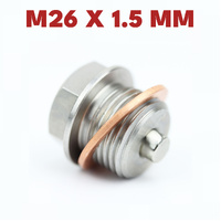 M26 × 1.5 Magnetic Stainless Steel Oil Drain Plug Sump Drain Nut Bolt with Copper Gasket Crush Washer