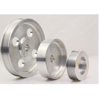 Ford Falcon BA BF FG FGX BARRA BILLET Underdrive Pulley KIT (inc. XR6 Turbo) SILVER/RAW - Alternator, Power Steering & Water Pump Pulleys