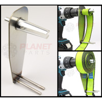STRAP WINDER V2 Tie Down Strap Winder Tool - Hand Held Portable Cordless Drill Tool with Backing Plate