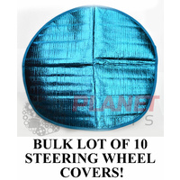 BULK LOT of 10 Steering Wheel Sun Shade Covers BLUE NEW