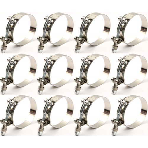 12PCS 2.5" 66mm-76mm Stainless Steel T-Bolt Silicone Hose Clamps