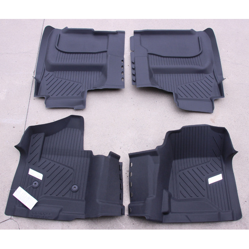 NEW GM FRONT REAR Silverado Interlocking Premium All-Weather Floor Liner with Chrome Bowtie Logo (for Models w/o Center Console)