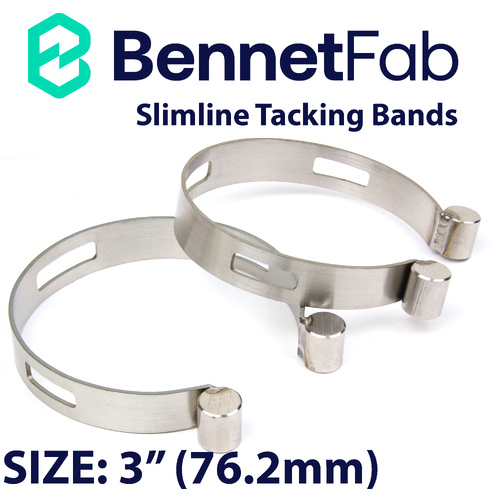 TWO Bennet Fab Stainless Steel SLIMLINE Tacking Bands - SIZE: 3” (76.2mm)