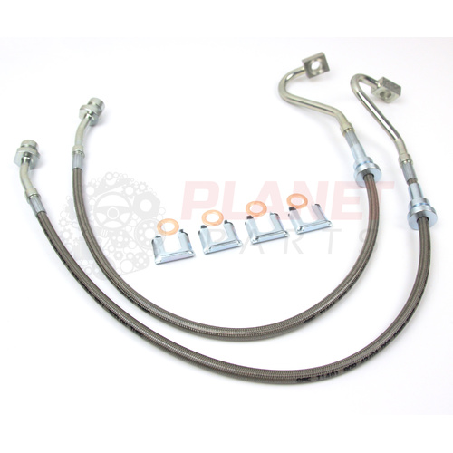 Front Braided Brake Hoses for Ford Territory BARRA SX SY SY2 (2004-2011) TX, TS, Ghia, Turbo Ghia (Pair)