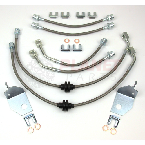 Front AND Rear Braided Brake Hoses for Holden Commodore VT VX VY VZ (inc. S SS Calais Berlina Executive V6 V8) (6 Hoses)