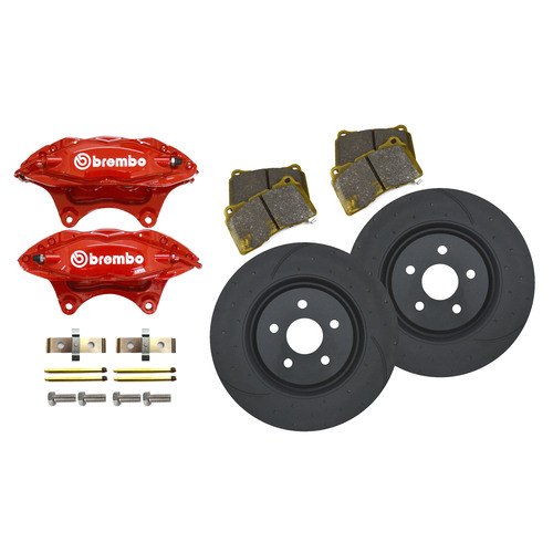 Holden VE Commodore RED Front Brembo Brake Upgrade Kit (Complete Kit) DIMPLED & SLOTTED ROTORS