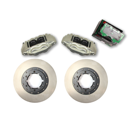 FULL KIT Nissan GU Patrol Y61 FRONT Brake Upgrade Hats, Calipers, SMOOTH Discs and Pads for 330mm 4-Piston 200 Series Landcruiser Conversion