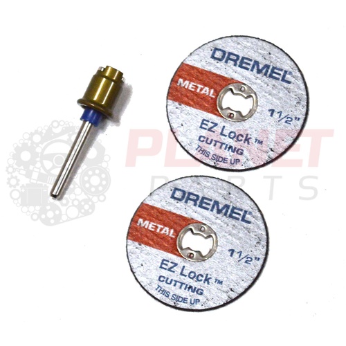 EZ402 Dremel EZ Lock Mandrel & TWO EZ456B 1 1/2" Metal Cutting Discs