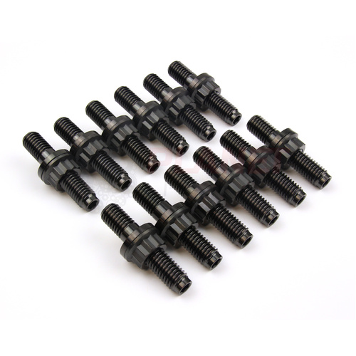 SET OF 12 Ford Falcon BA BF FG FGX BARRA (Turbo & Non-Turbo) TITANIUM Exhaust Manifold Studs Nuts & Washers BLACK