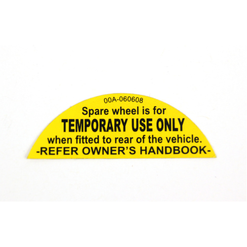 GENUINE HSV DECAL STICKER VE LABEL WARNING SPARE WHEEL IS FOR TEMPORARY USE ONLY