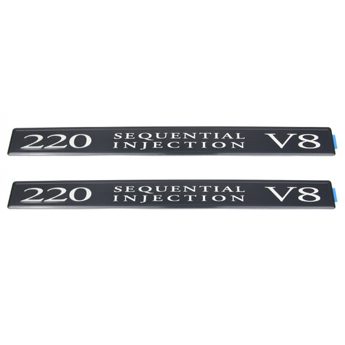 TWO GENUINE HSV 220 Sequential Injection V8 ENGINE COVER BADGE DECAL NEW HSV VT Series 1 GTS and Senator 220i Harrop