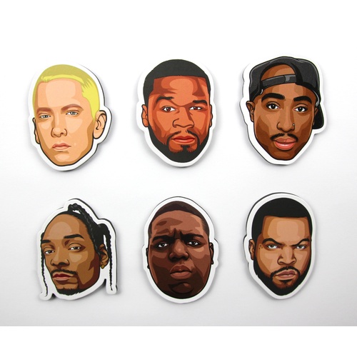 Rap/Hip-Hop Fridge Magnet Bundle - Eminem, 50 Cent, 2Pac, Snoop Dogg, Biggie, Ice Cube