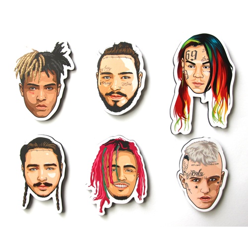 Rap/Hip-Hop Fridge Magnet Bundle - XXXTentacion, Post Malone, 6ix9ine, Lil Pump, Lil Peep, Posty