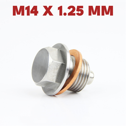 M14 × 1.25 Magnetic Stainless Steel Oil Drain Plug Sump Drain Nut Bolt with Copper Gasket Crush Washer