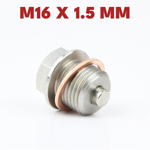 M16 × 1.5 Magnetic Stainless Steel Oil Drain Plug Sump Drain Nut Bolt with Copper Gasket Crush Washer