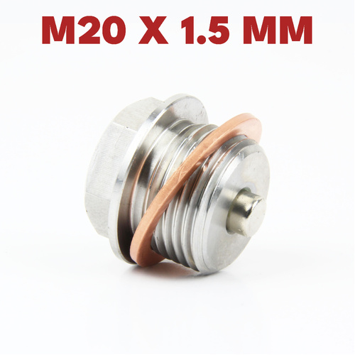 M20 × 1.5 Magnetic Stainless Steel Oil Drain Plug Sump Drain Nut Bolt with Copper Gasket Crush Washer