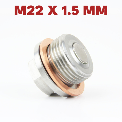 M22 × 1.5 Magnetic Stainless Steel Oil Drain Plug Sump Drain Nut Bolt with Copper Gasket Crush Washer