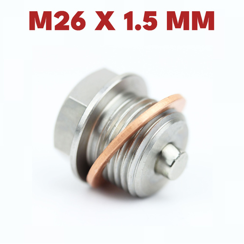 M26 × 1.5 Magnetic Stainless Steel Oil Drain Plug Sump Drain Nut Bolt with Copper Gasket Crush Washer