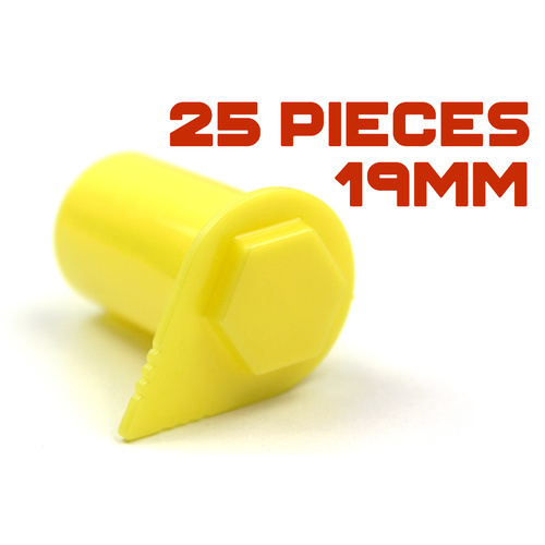 19mm YELLOW Extended Wheel Nut Tension Safety Indicators (25 Pieces)