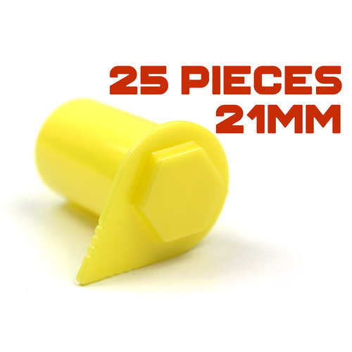 21mm YELLOW Extended Wheel Nut Tension Safety Indicators (25 Pieces)