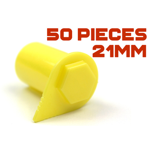 21mm YELLOW Extended Wheel Nut Tension Safety Indicators (50 Pieces)