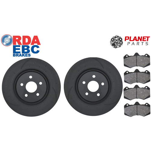 HSV E-Series (E1, E2, E3) Front DIMPLED & SLOTTED Brake Discs and CERAMIC Brake Pads 365mm (Pair) (RDA7374D)