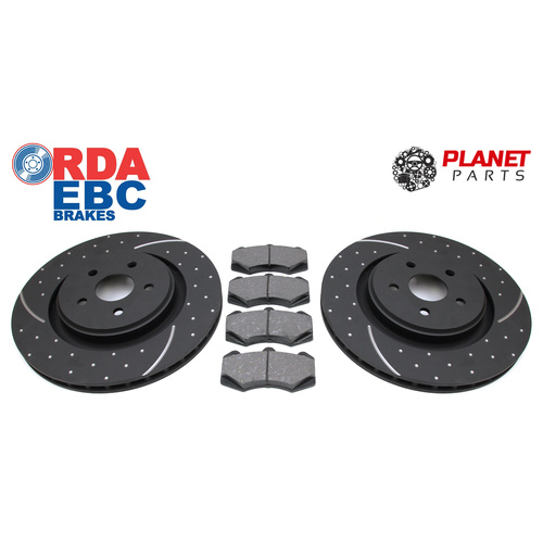 HSV Gen-F Front Brake Discs 367mm DIMPLED & SLOTTED and CERAMIC Brake Pads (Pair) (RDA8484D) R8 CLUBSPORT, MALOO, SENATOR