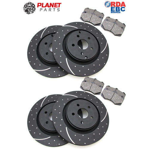 HSV Gen-F Front & Rear DIMPLED & SLOTTED Brake Discs and CERAMIC Brake Pads SET 367mm