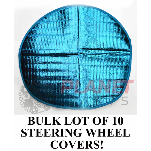 BULK LOT of 10 Steering Wheel Sun Shade Covers BLUE NEW