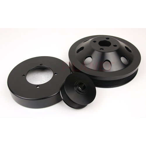 Holden Commodore VS VT VX VY 3.8L V6 ECOTEC BILLET 20% Underdrive Pulley KIT BLACK - Alternator, Power Steering & Water Pump Pulleys